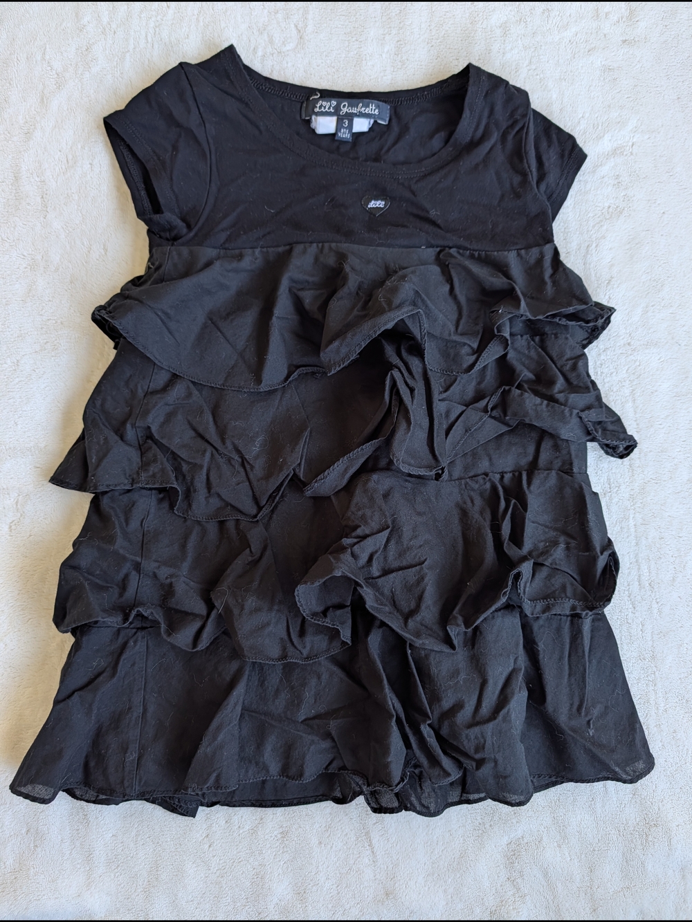 Lili Gaufrette Black Ruffle Casual Kids Dress